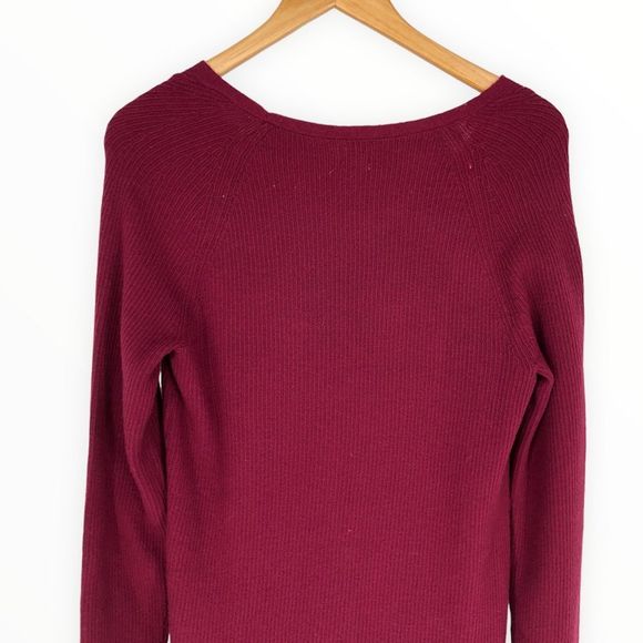A New Day Burgundy Ribbed Knit Long Sleeve Sweaterdress size XS NWT - Picture 5 of 11